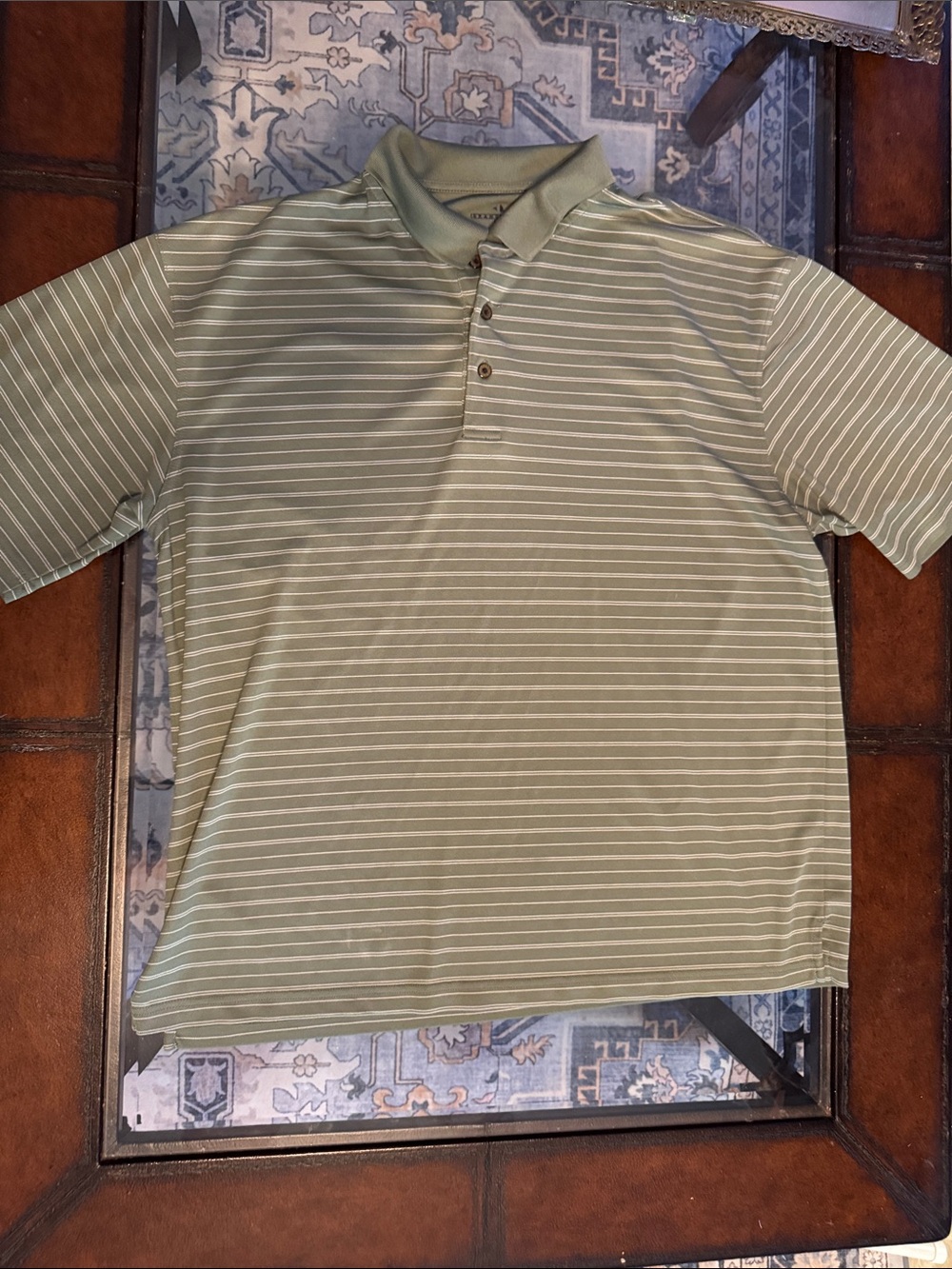Grand Slam Men's Olive Green Striped Polo